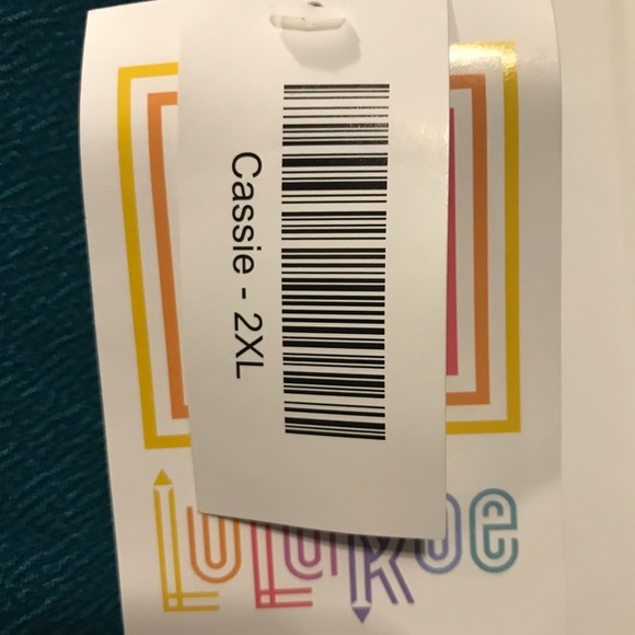 LuLaRoe Cassie pencil skirt 2X teal and hot pink - Picture 3 of 7